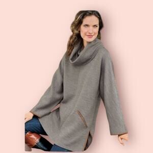 Soft Surroundings Hanna Turtleneck Tunic Sweater Light Gray Sz M